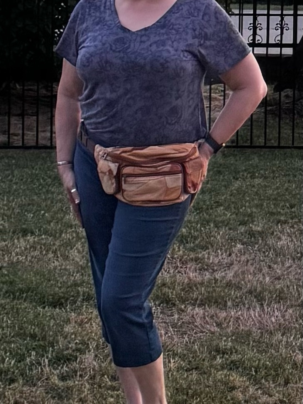 Vintage Tinder Patchwork Leather Hip Pack / Fanny Pac –Tan Brown Boho Waist Bag